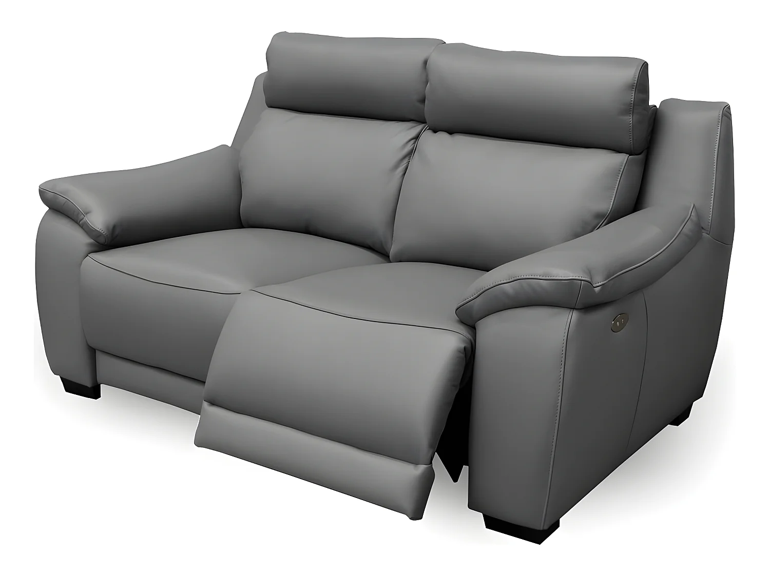 Elektrische relaxbank van 2 zitplaatsen in donkergrijze Italiaanse prestigieuze lederen uitvoering