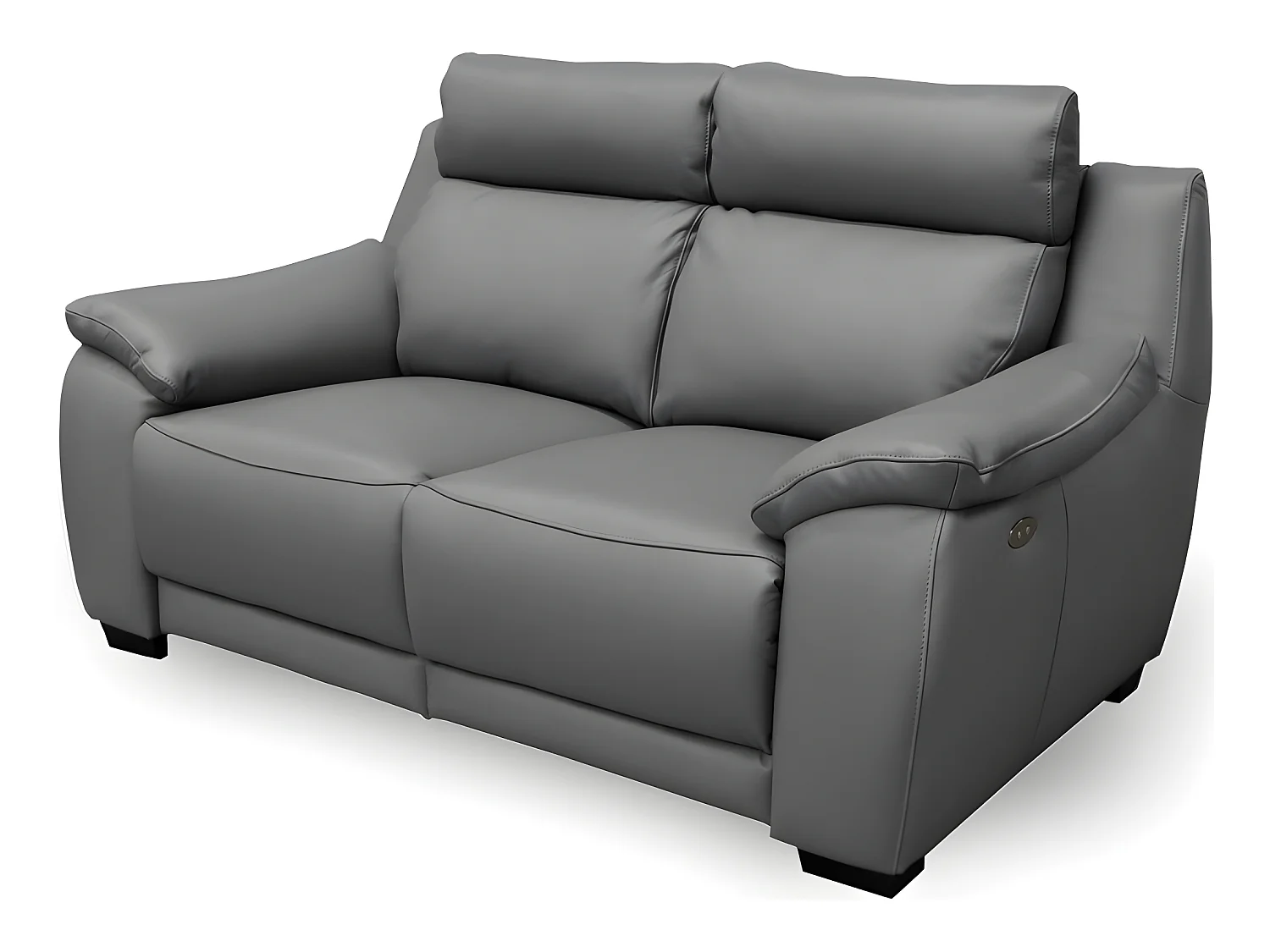 Elektrische relaxbank van 2 zitplaatsen in donkergrijze Italiaanse prestigieuze lederen uitvoering