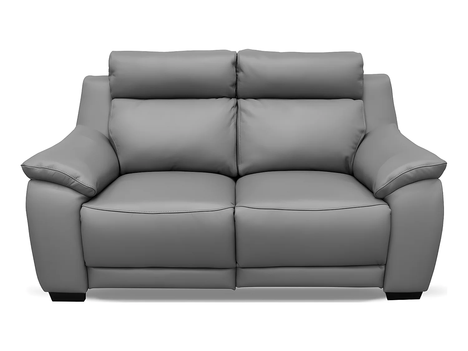 Canapé 2 places avec 2 relax en 100% tout cuir épais luxe italien  - 2 relax électriques,  gris foncé. BERN