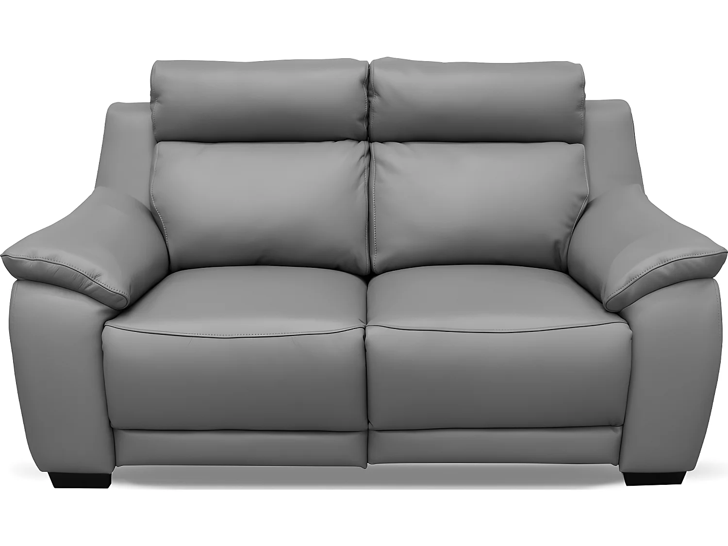 Canapé 2 places avec 2 relax en 100% tout cuir épais luxe italien  - 2 relax électriques,  gris foncé. BERN