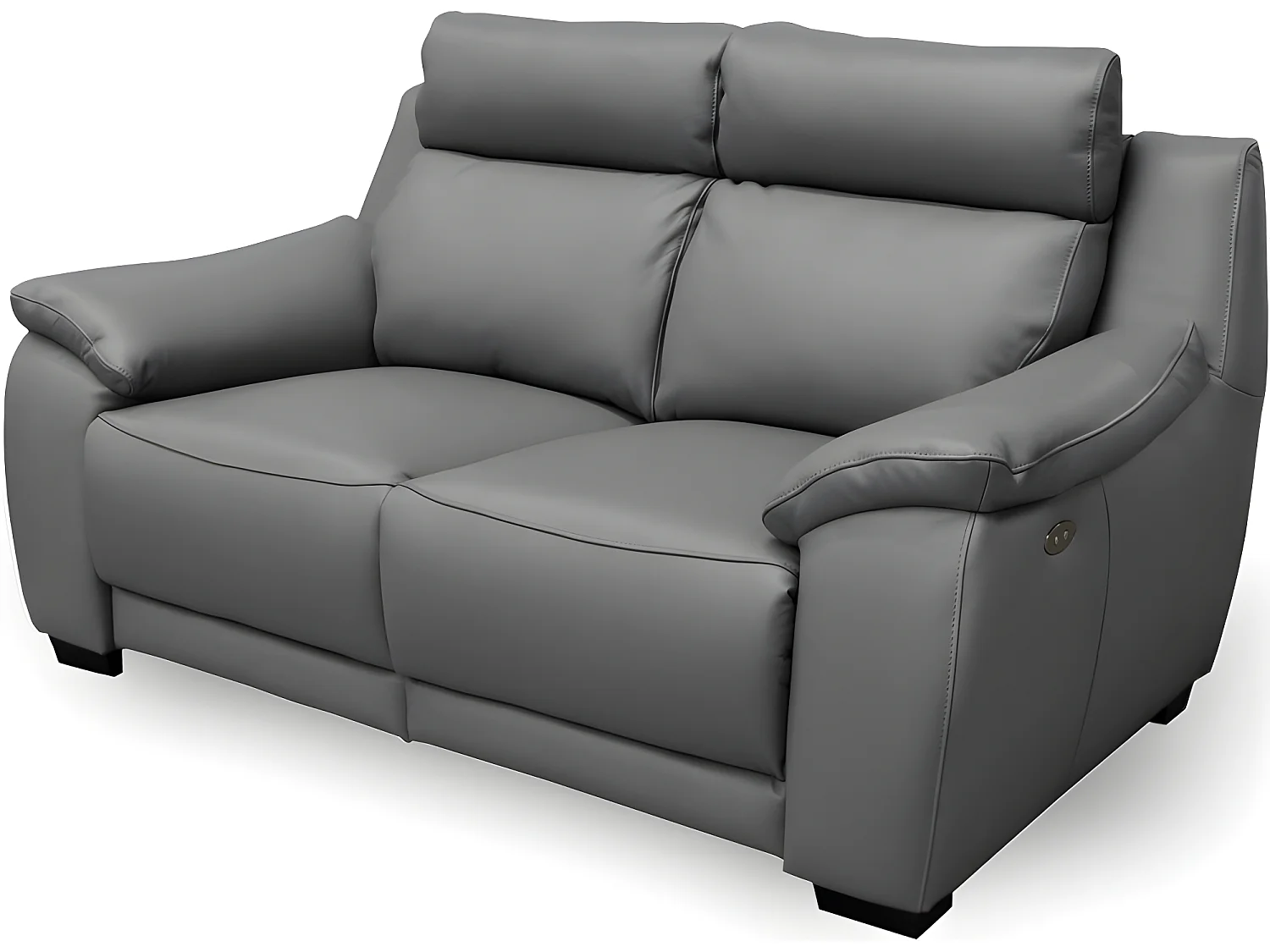 Canapé 2 places avec 2 relax en 100% tout cuir épais luxe italien  - 2 relax électriques,  gris foncé. BERN