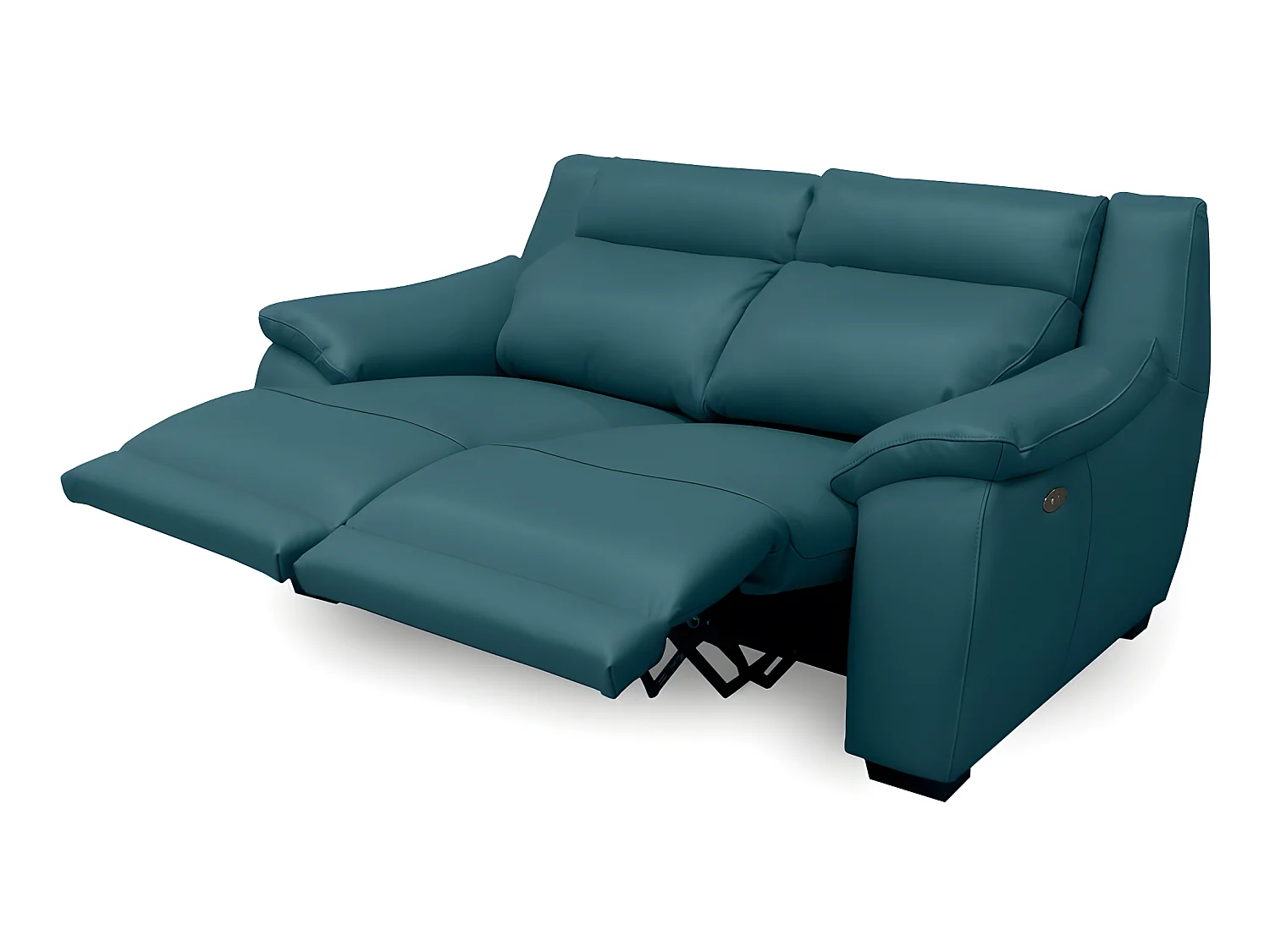 Canapé 2 places avec 2 relax en 100% tout cuir épais luxe italien  - 2 relax électriques,  turquoise. BERN