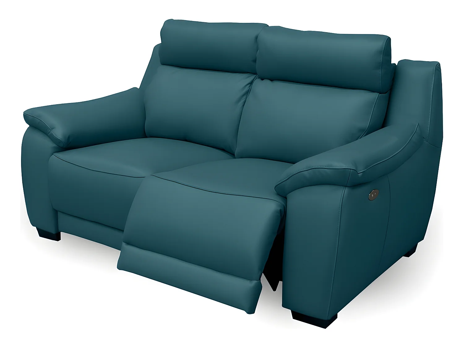 Canapé 2 places avec 2 relax en 100% tout cuir épais luxe italien  - 2 relax électriques,  turquoise. BERN