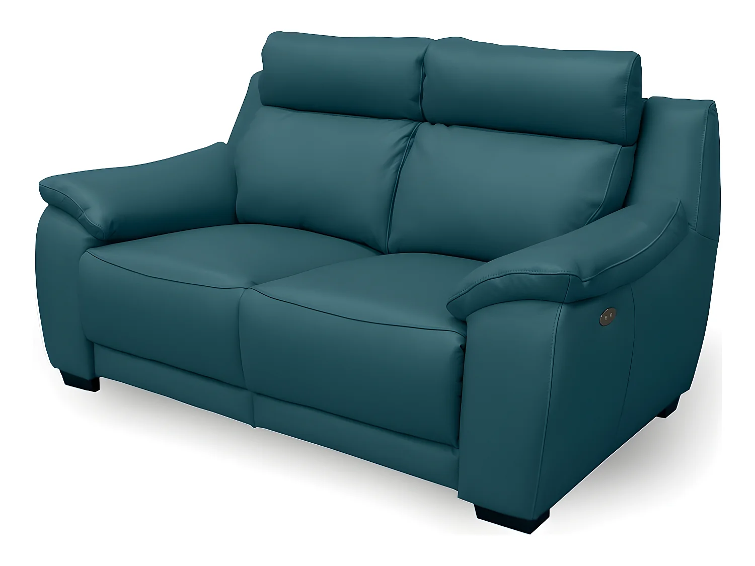 Canapé 2 places avec 2 relax en 100% tout cuir épais luxe italien  - 2 relax électriques,  turquoise. BERN