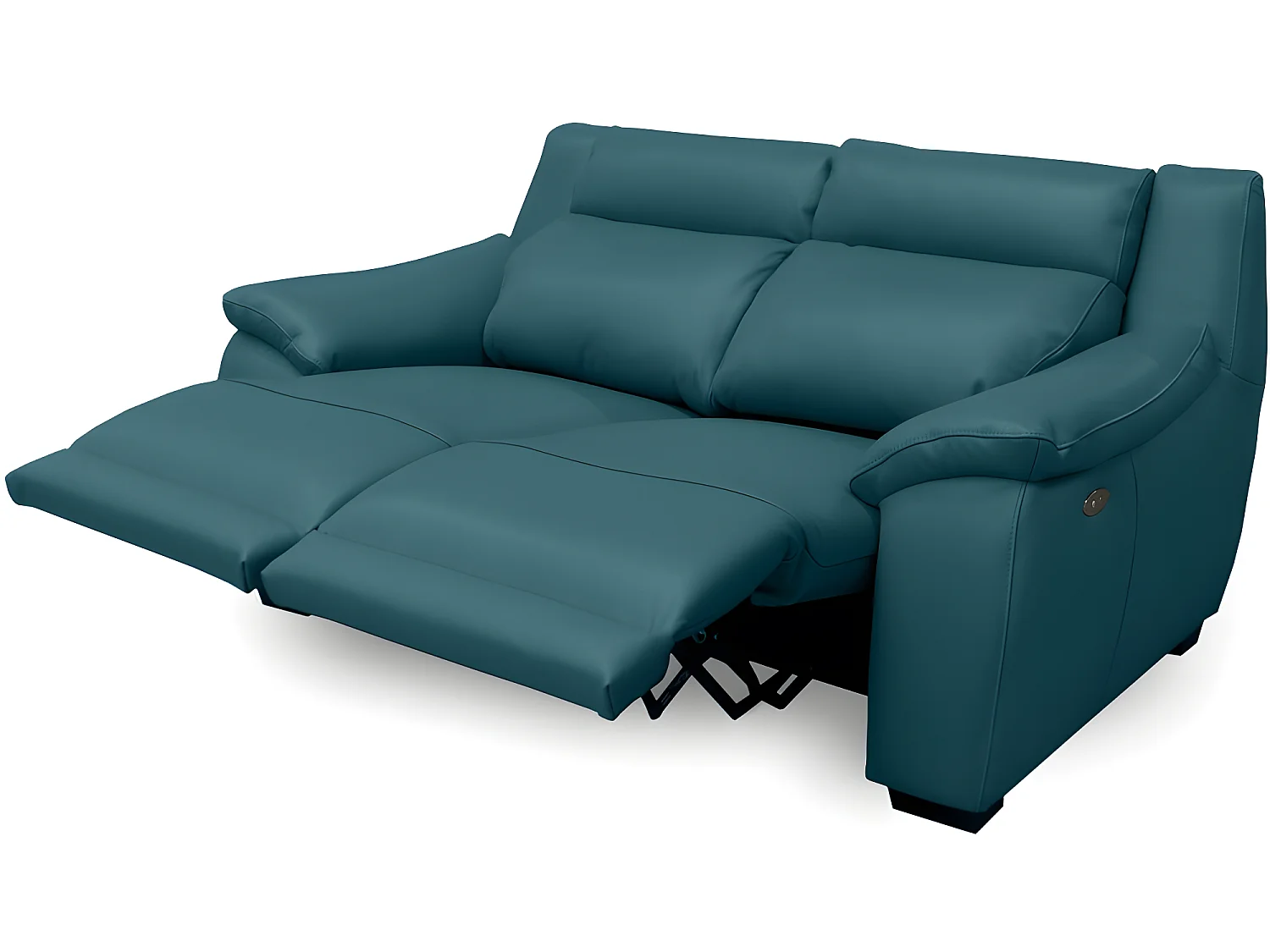 Canapé 2 places avec 2 relax en 100% tout cuir épais luxe italien  - 2 relax électriques,  turquoise. BERN