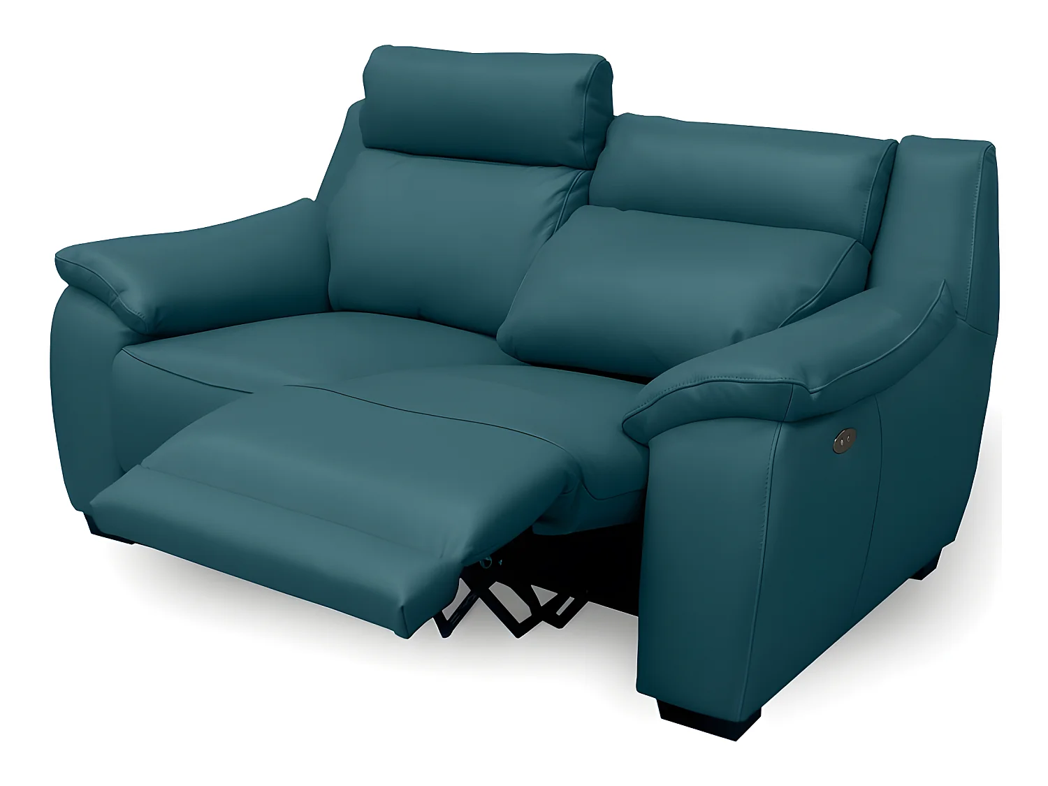 Canapé 2 places avec 2 relax en 100% tout cuir épais luxe italien  - 2 relax électriques,  turquoise. BERN