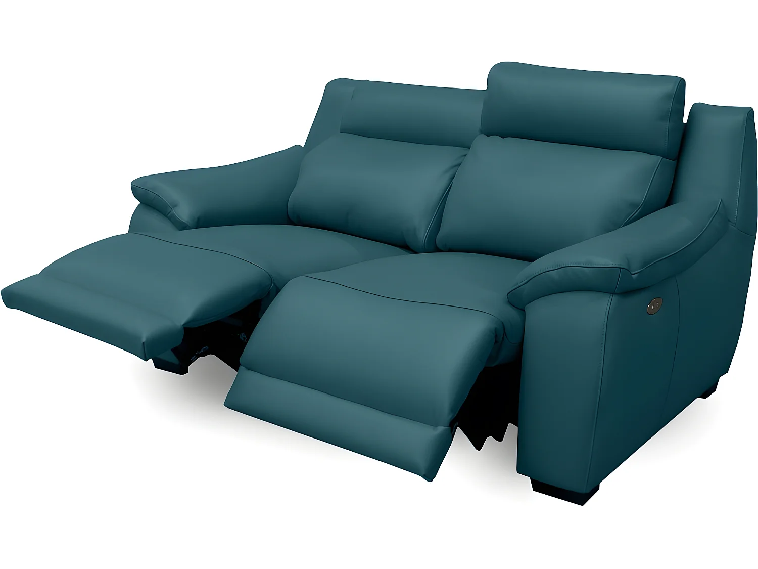 Canapé 2 places avec 2 relax en 100% tout cuir épais luxe italien  - 2 relax électriques,  turquoise. BERN