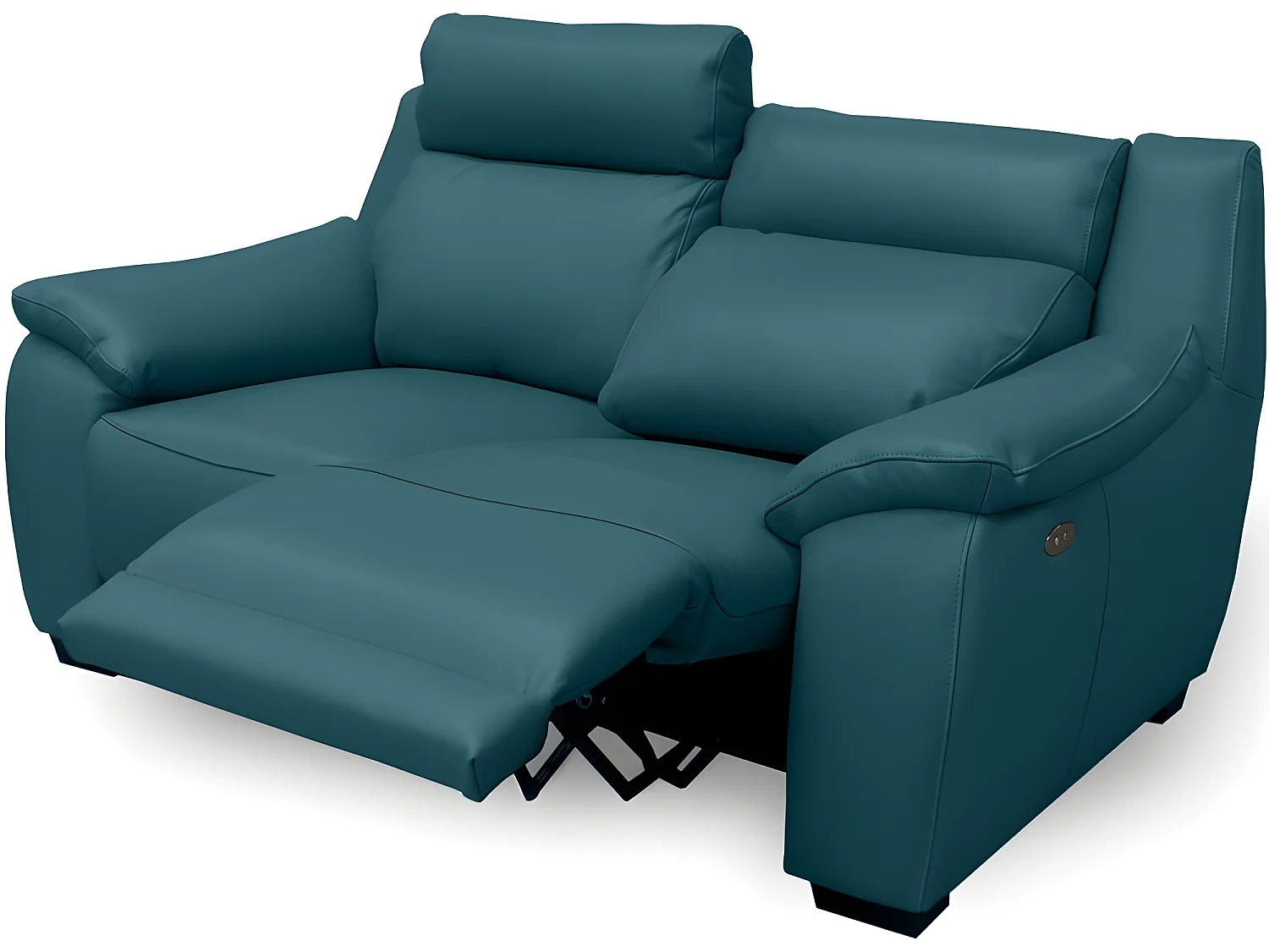 Canapé 2 places avec 2 relax en 100% tout cuir épais luxe italien  - 2 relax électriques,  turquoise. BERN