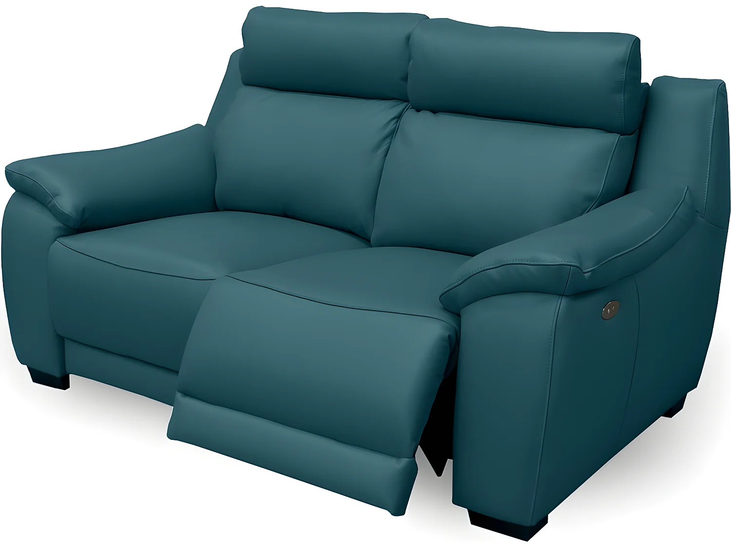 Canapé 2 places avec 2 relax en 100% tout cuir épais luxe italien  - 2 relax électriques,  turquoise. BERN
