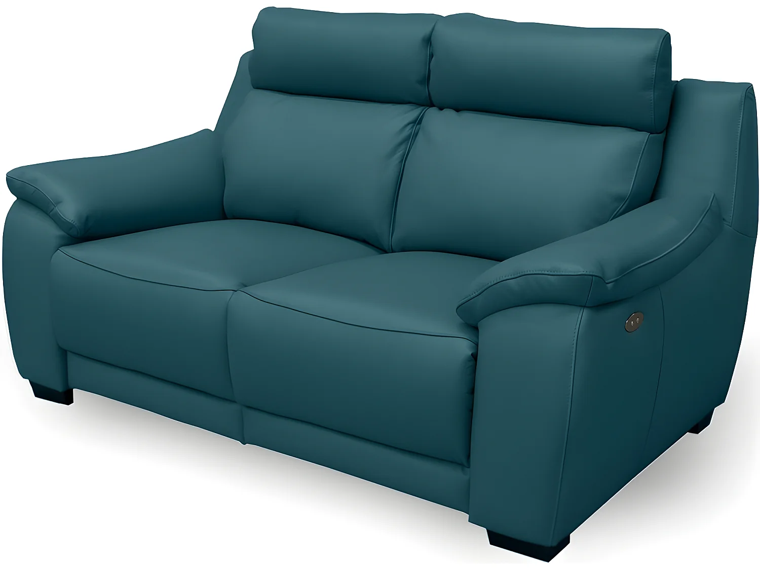 Canapé 2 places avec 2 relax en 100% tout cuir épais luxe italien  - 2 relax électriques,  turquoise. BERN