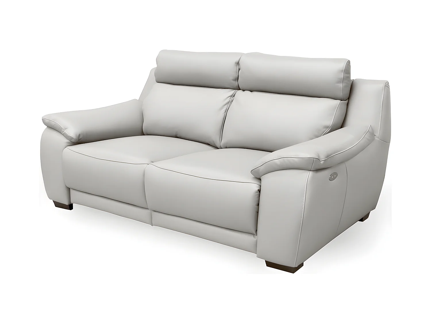 3-zitsbank met 2 elektrische relaxfauteuils van dik Italiaans luxe leder in gebroken wit