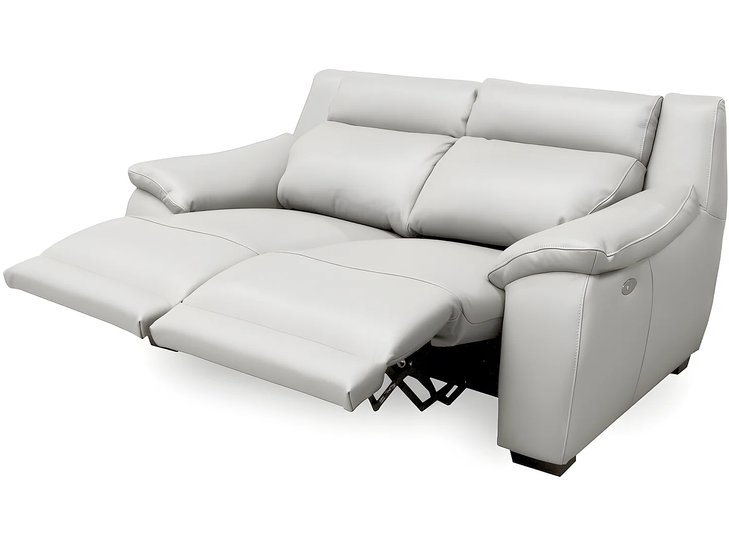 Canapé 3 places avec 2 relax en 100% tout cuir épais luxe italien  - 2 relax électriques, blanc cassé. BERN