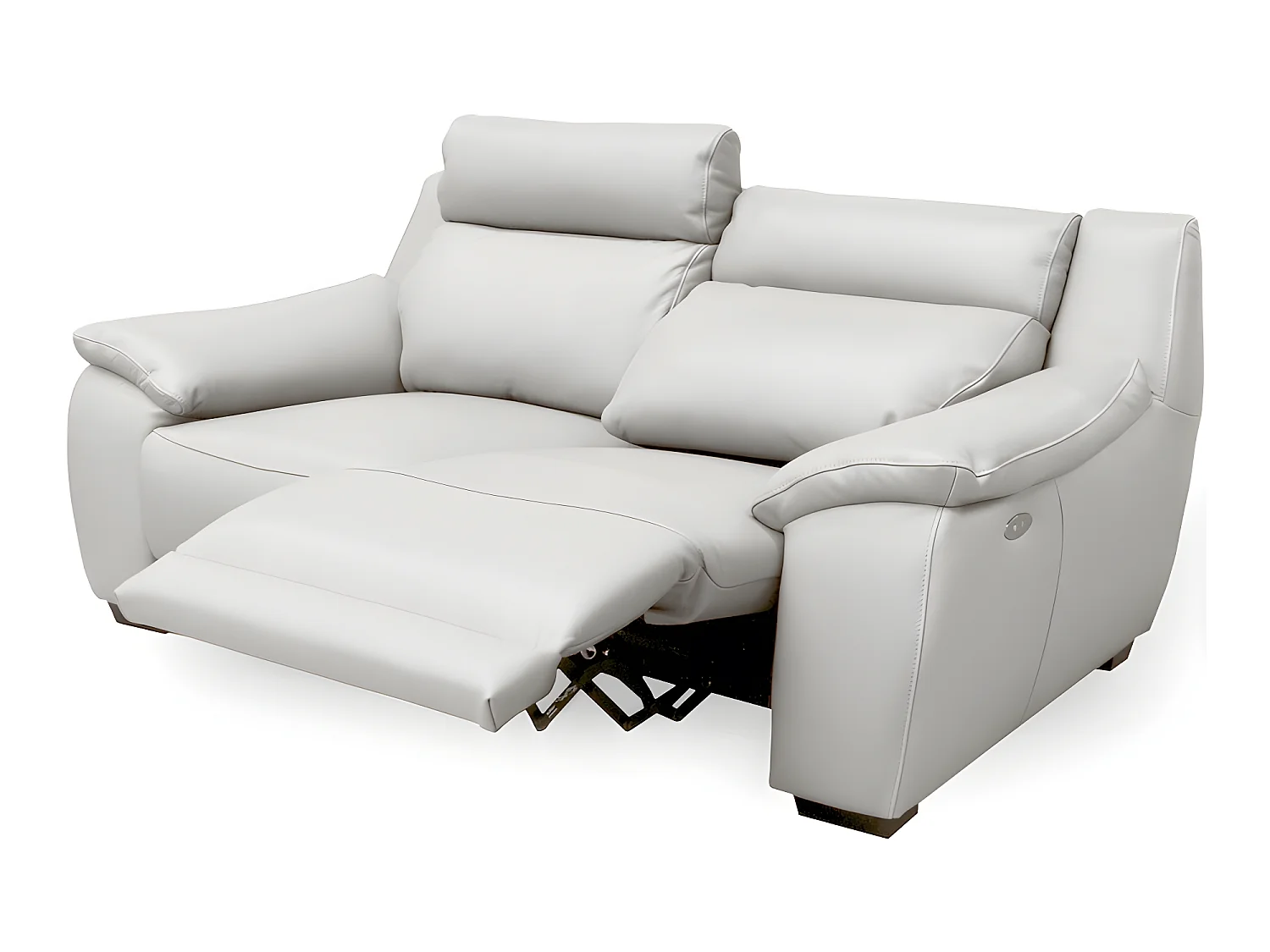 Canapé 3 places avec 2 relax en 100% tout cuir épais luxe italien  - 2 relax électriques, blanc cassé. BERN