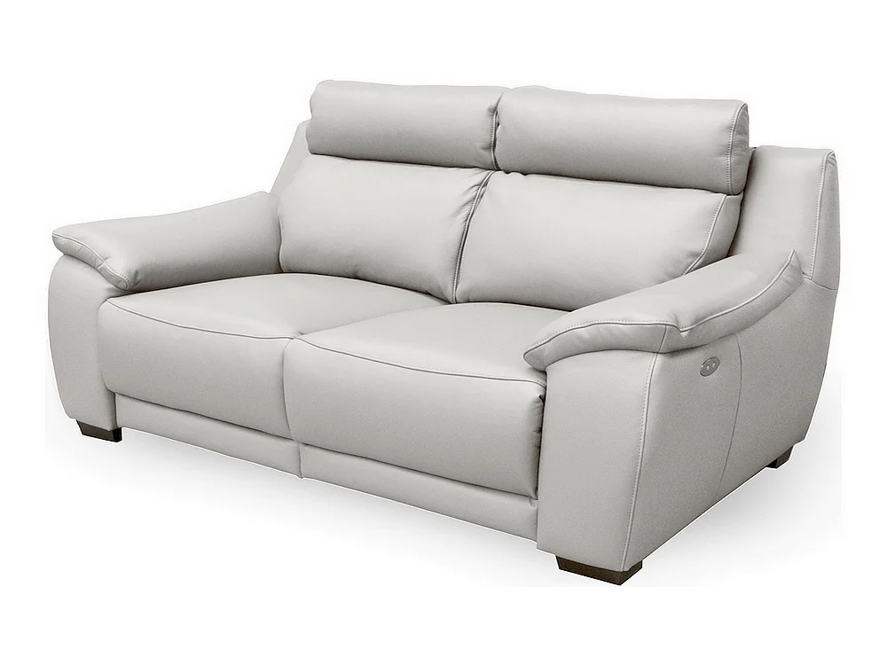 3-zitsbank met 2 elektrische relaxfauteuils van dik Italiaans luxe leder in gebroken wit