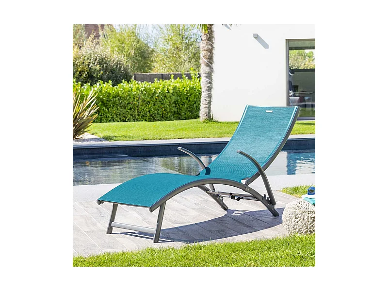 Transat Samba pliable bleu canard/graphite Hespéride