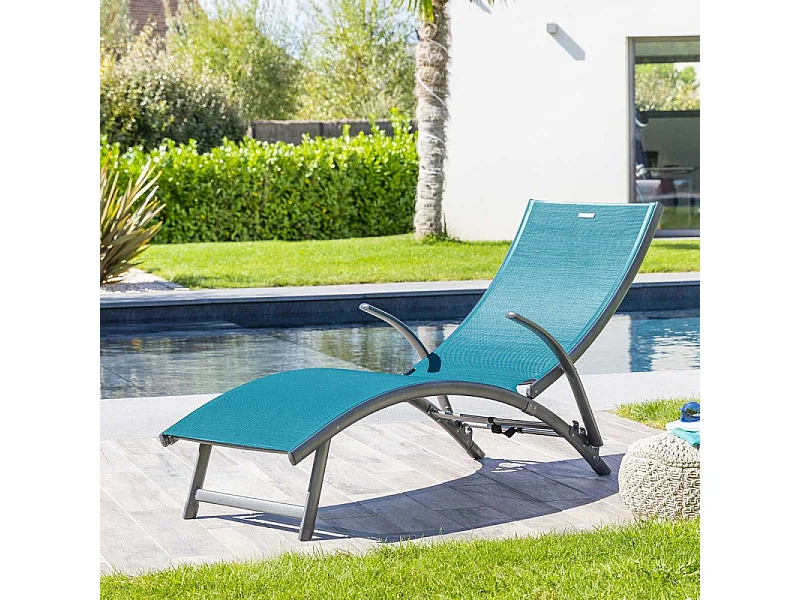 Transat Samba pliable bleu canard/graphite Hespéride