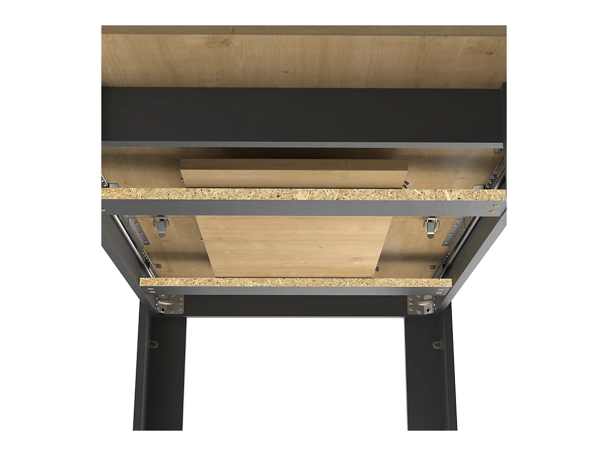Ausziehbarer Tisch von 160 bis 200 cm in Hamilton-Eiche Dekor und mattem Schwarz - CRAFT
