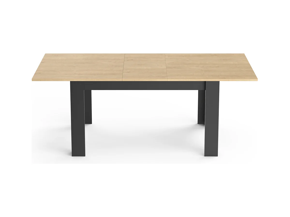 Table extensible de 160 à 200 cm décor chêne hamilton et noir mat - CRAFT