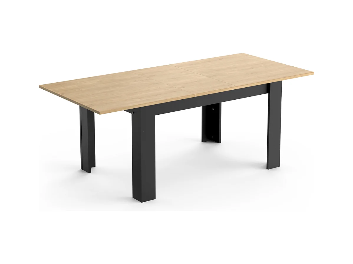 Table extensible de 160 à 200 cm décor chêne hamilton et noir mat - CRAFT