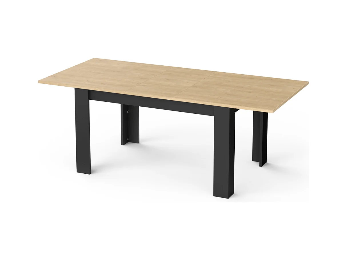 Table extensible de 160 à 200 cm décor chêne hamilton et noir mat - CRAFT