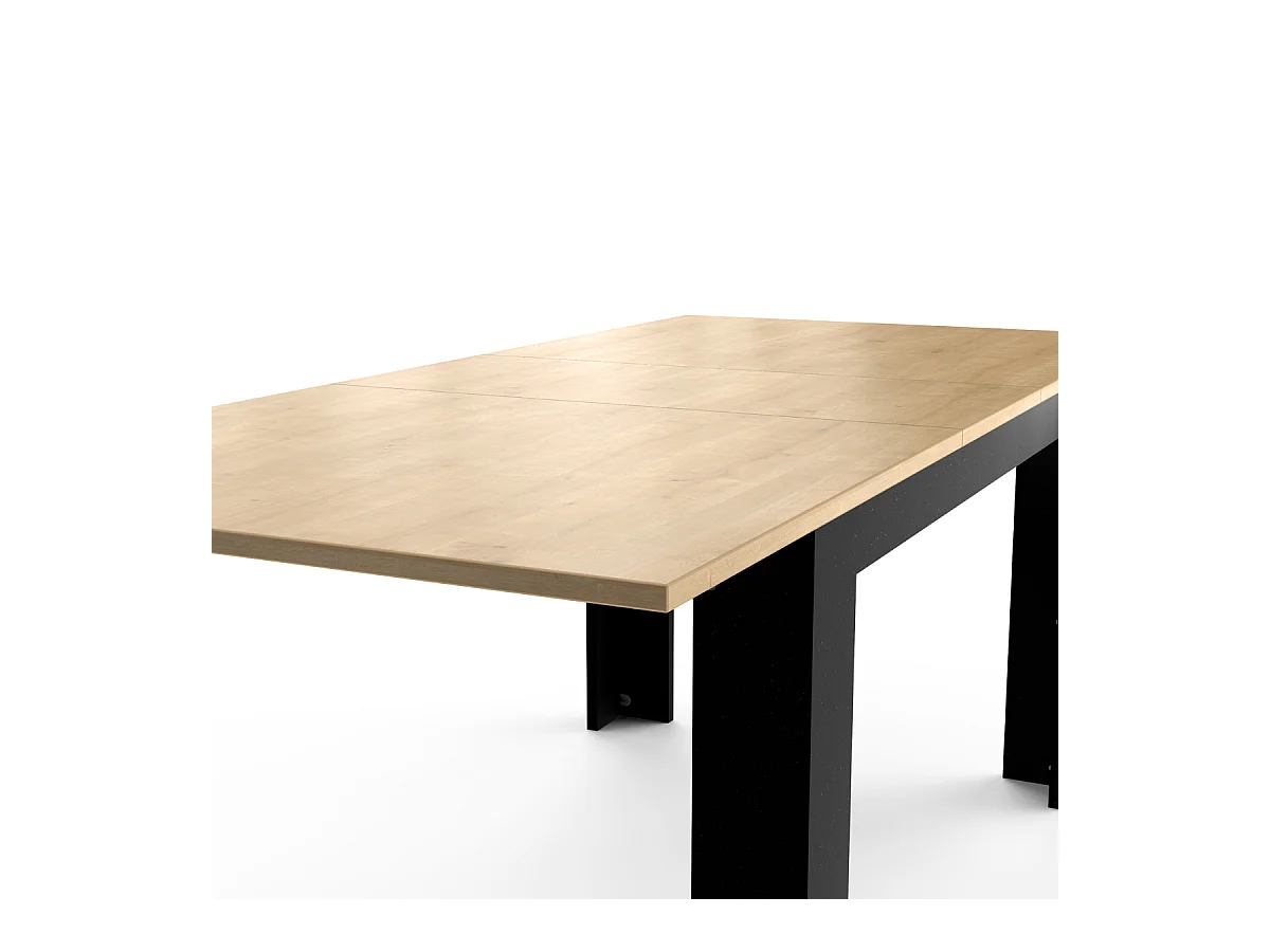 Table extensible de 160 à 200 cm décor chêne hamilton et noir mat - CRAFT