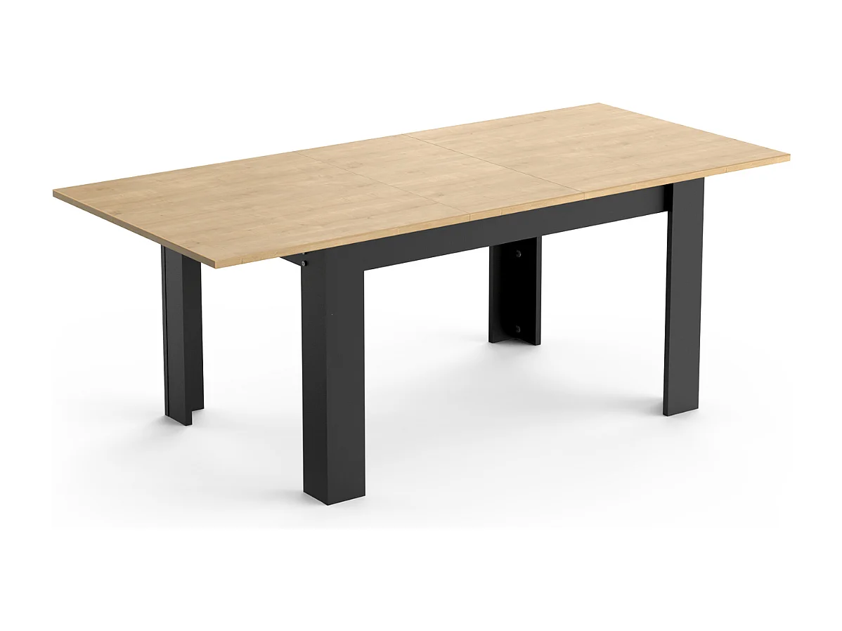 Table extensible de 160 à 200 cm décor chêne hamilton et noir mat - CRAFT