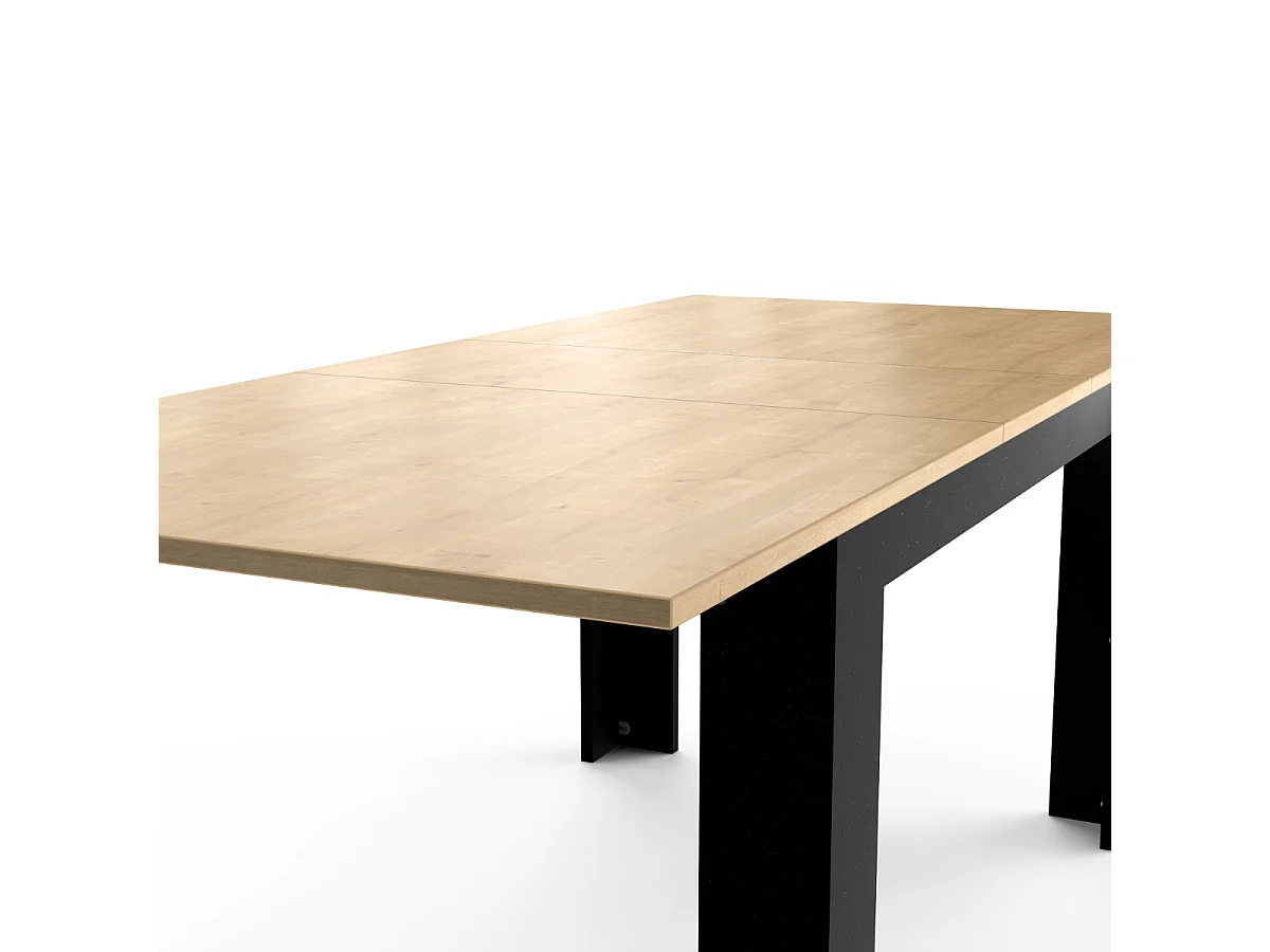 Table extensible de 160 à 200 cm décor chêne hamilton et noir mat - CRAFT