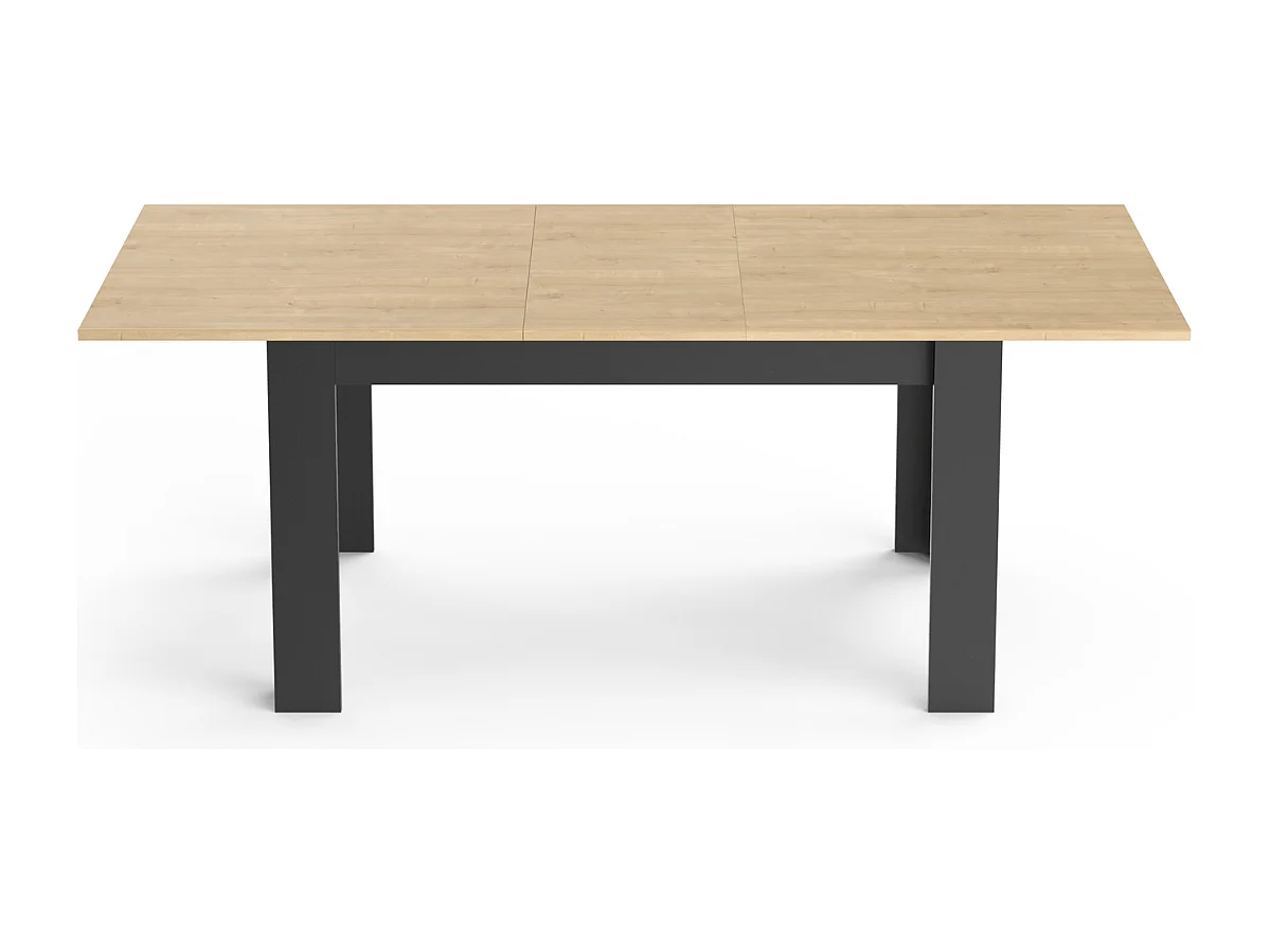 Ausziehbarer Tisch von 160 bis 200 cm in Hamilton-Eiche Dekor und mattem Schwarz - CRAFT
