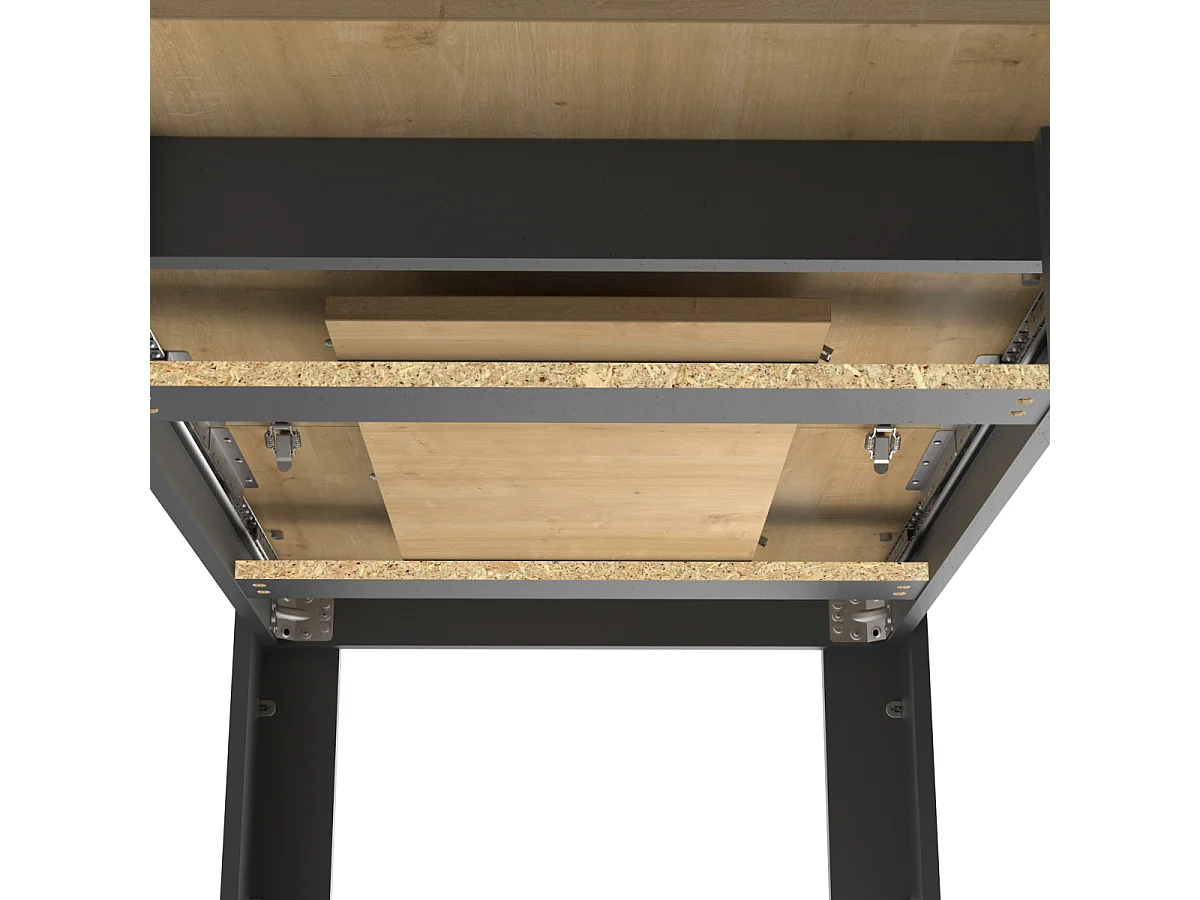 Ausziehbarer Tisch von 160 bis 200 cm in Hamilton-Eiche Dekor und mattem Schwarz - CRAFT