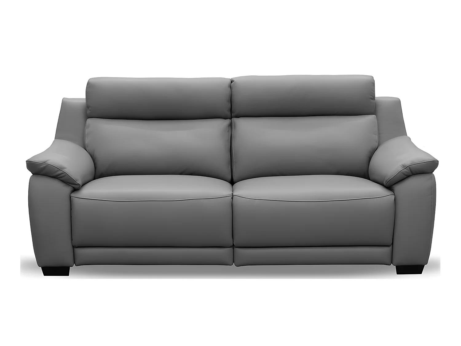 Canapé 3 places avec 2 relax en 100% tout cuir épais luxe italien  - 2 relax électriques,  gris foncé- BERN