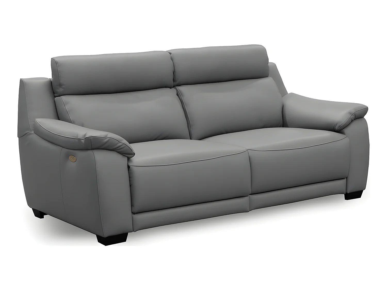 Canapé 3 places avec 2 relax en 100% tout cuir épais luxe italien  - 2 relax électriques,  gris foncé- BERN