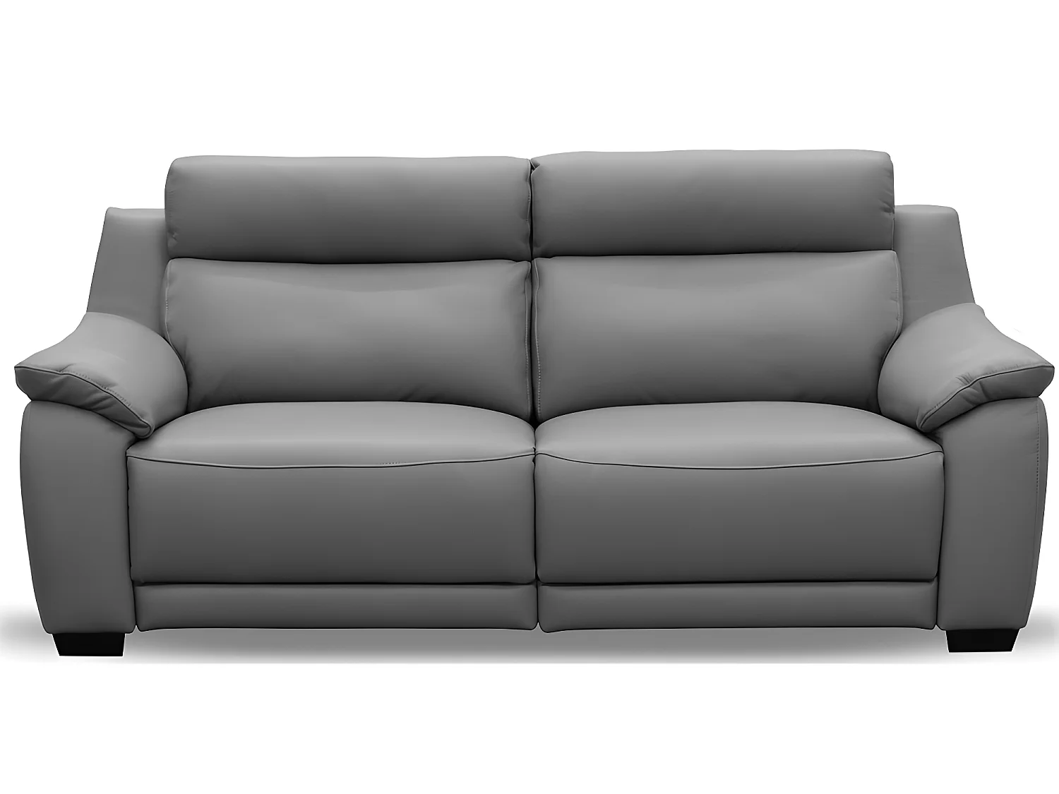 Canapé 3 places avec 2 relax en 100% tout cuir épais luxe italien  - 2 relax électriques,  gris foncé- BERN