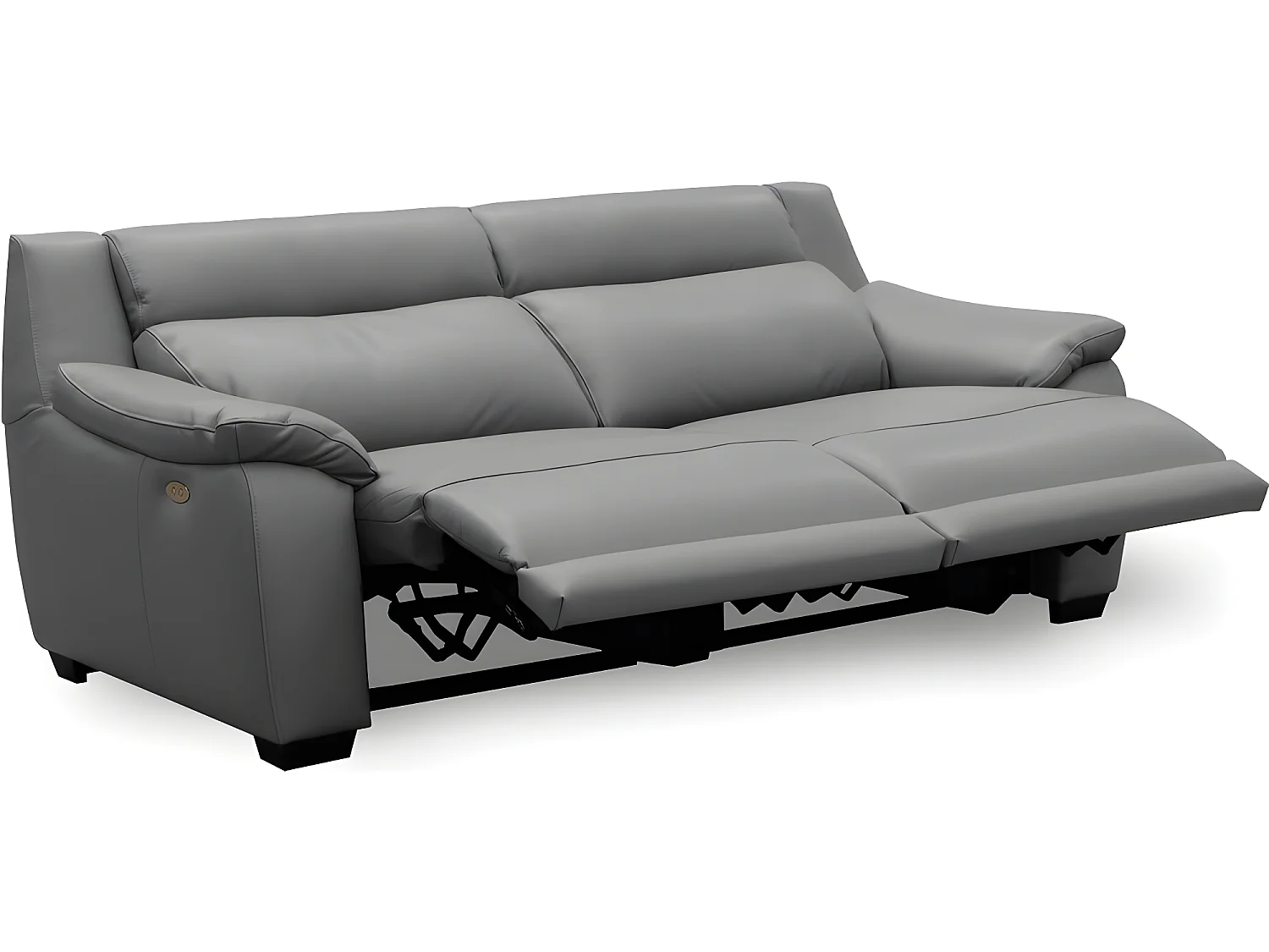 Canapé 3 places avec 2 relax en 100% tout cuir épais luxe italien  - 2 relax électriques,  gris foncé- BERN