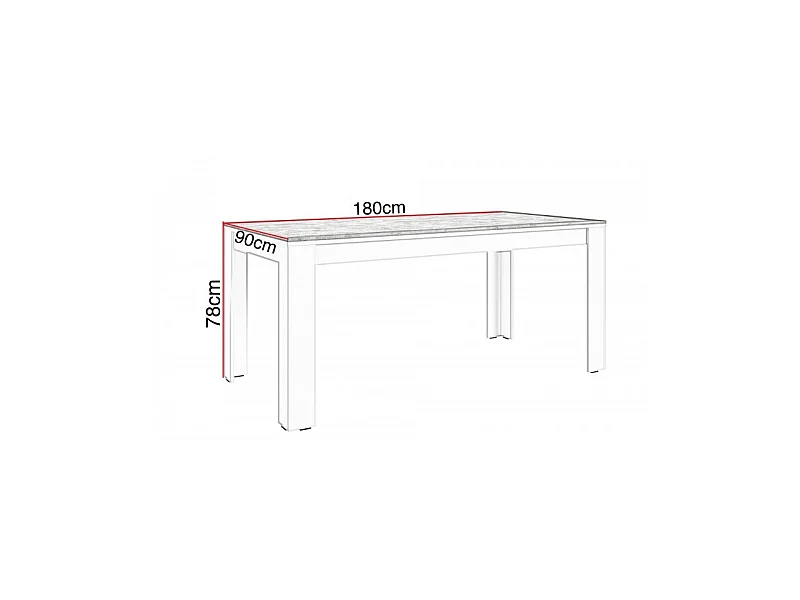 Table à manger 180cm blanc et gris béton Gent - Gris clair