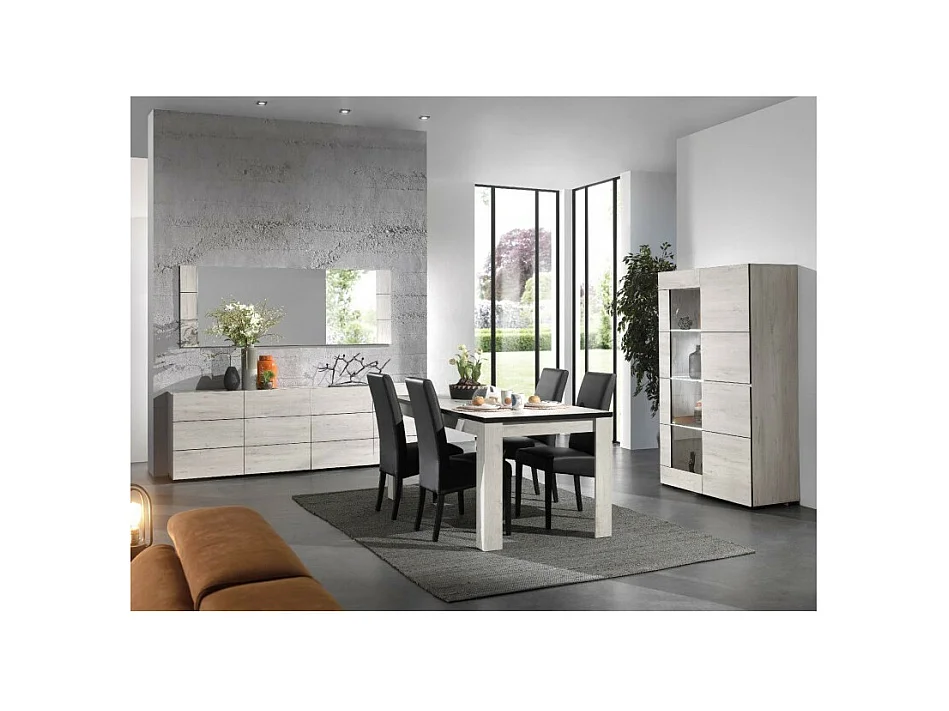 Table à manger 160 x 90 cm bois blanchi Elba