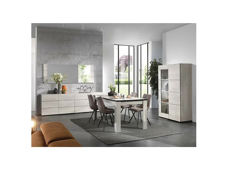 Table à manger 160 x 90 cm bois blanchi Elba