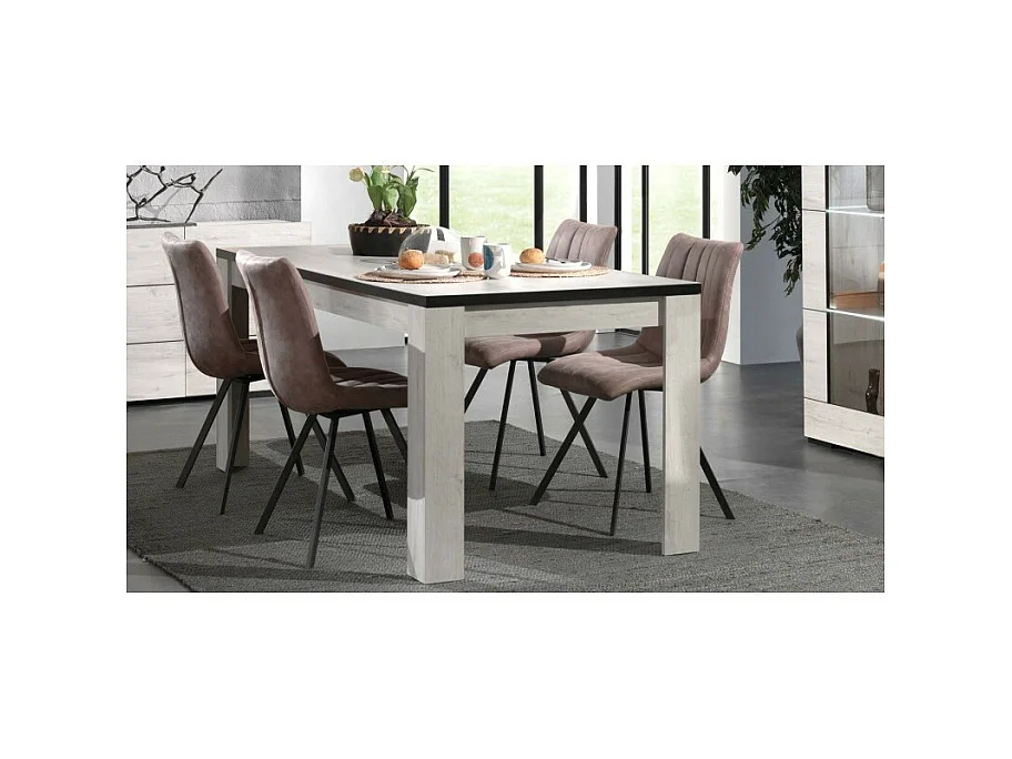 Table à manger 160 x 90 cm bois blanchi Elba