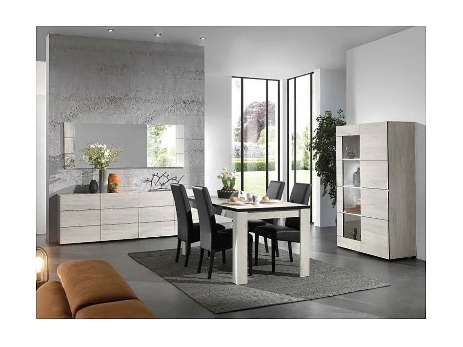 Table à manger 160 x 90 cm bois blanchi Elba