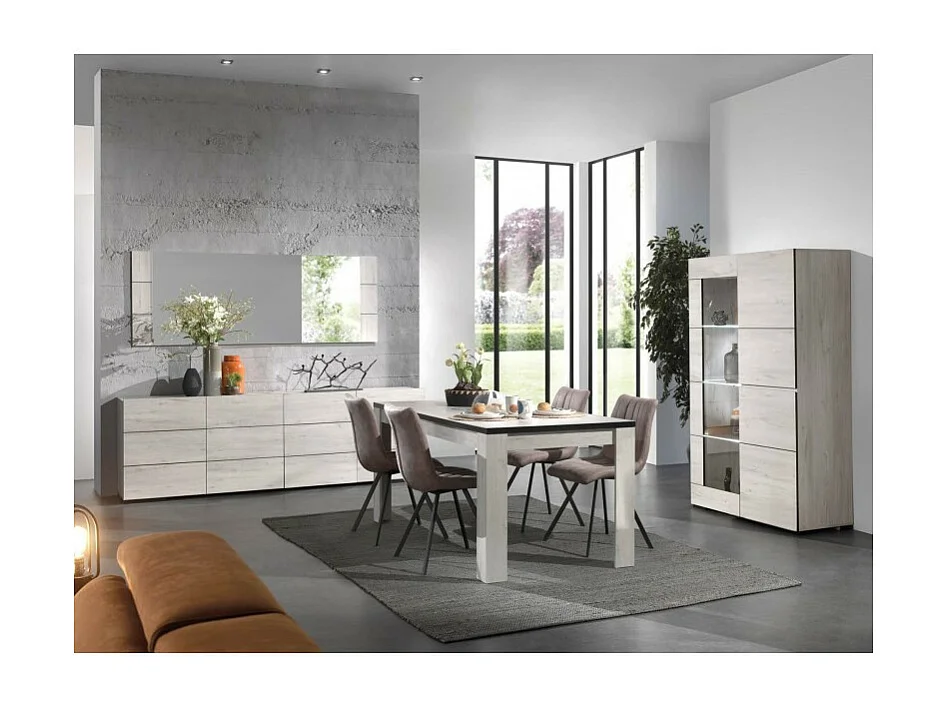 Table à manger 160 x 90 cm bois blanchi Elba