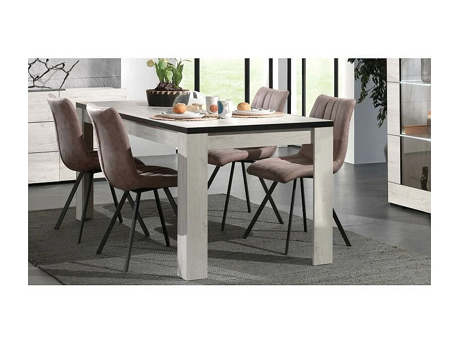 Table à manger 160 x 90 cm bois blanchi Elba
