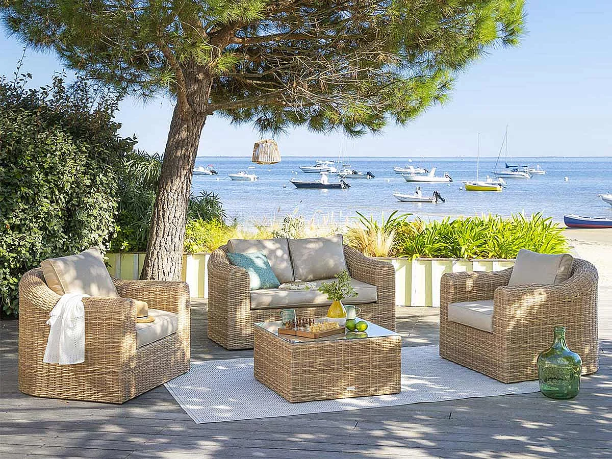 Salon de jardin en résine tressée Moorea Savana - 4 places - Hespéride