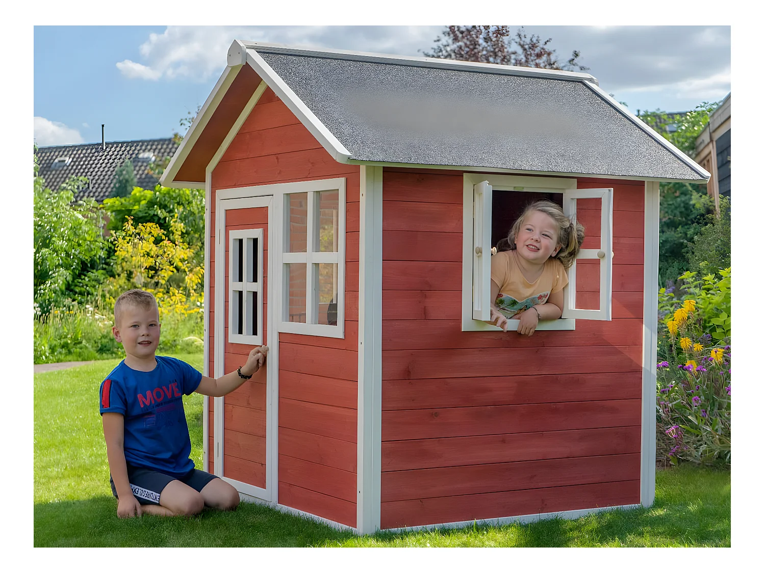 Maisonnette en bois pour enfants Loft 100 Rouge - Exit Toys