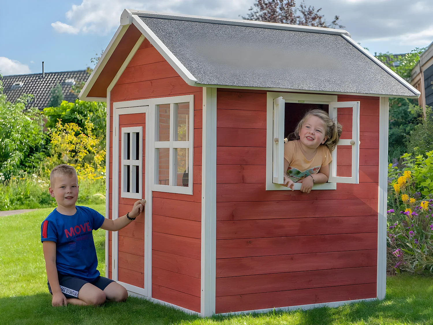 Maisonnette en bois pour enfants Loft 100 Rouge - Exit Toys