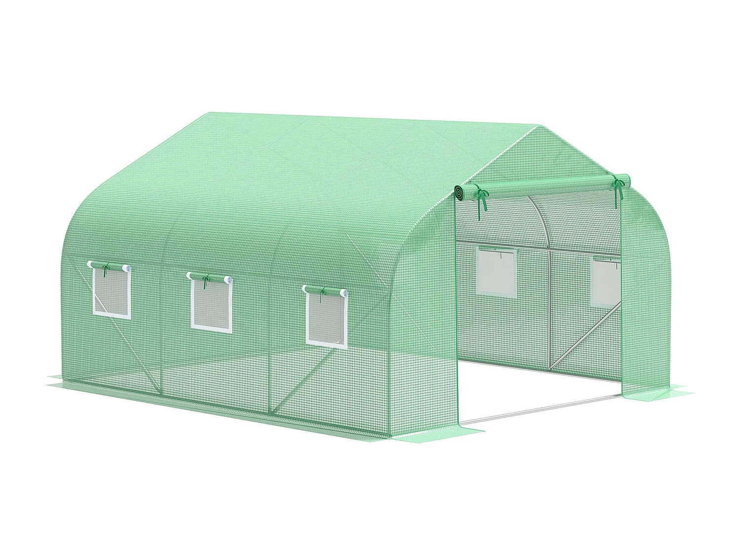 Serre tunnel de jardin 3,5 x 3 x 2 m grande taille 6 fenêtres vert
