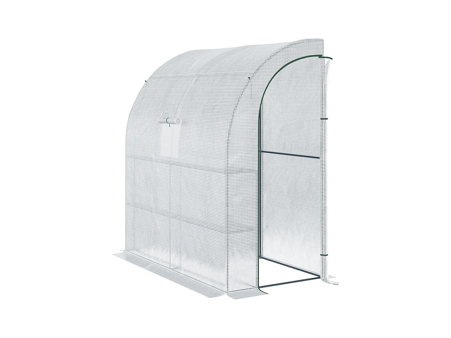 Serre de jardin adossée serre adossée dim. 2L x 1l x 2,13H m 4 étagères 2 portes zippées 1 fenêtre acier PE haute densité blanc