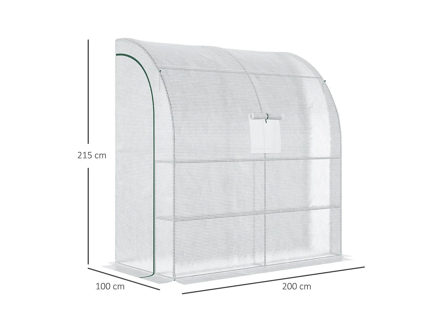 Serre de jardin adossée serre adossée dim. 2L x 1l x 2,13H m 4 étagères 2 portes zippées 1 fenêtre acier PE haute densité blanc