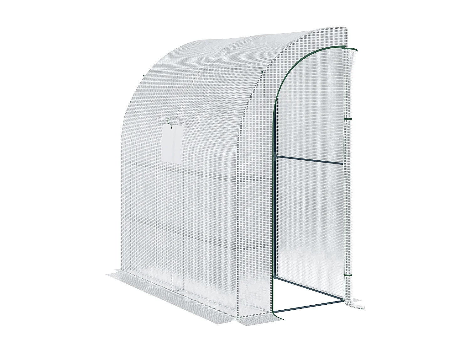 Serre de jardin adossée serre adossée dim. 2L x 1l x 2,13H m 4 étagères 2 portes zippées 1 fenêtre acier PE haute densité blanc