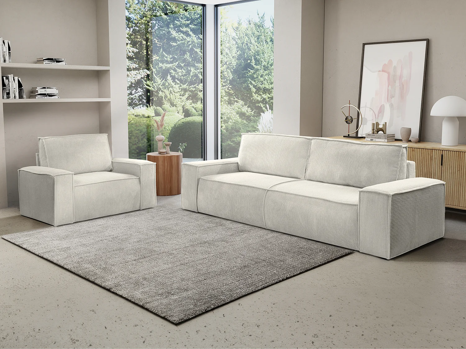 Beige fløjlsstol AMELIA