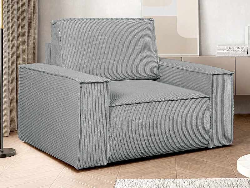 Sillón de pana gris claro AMELIA