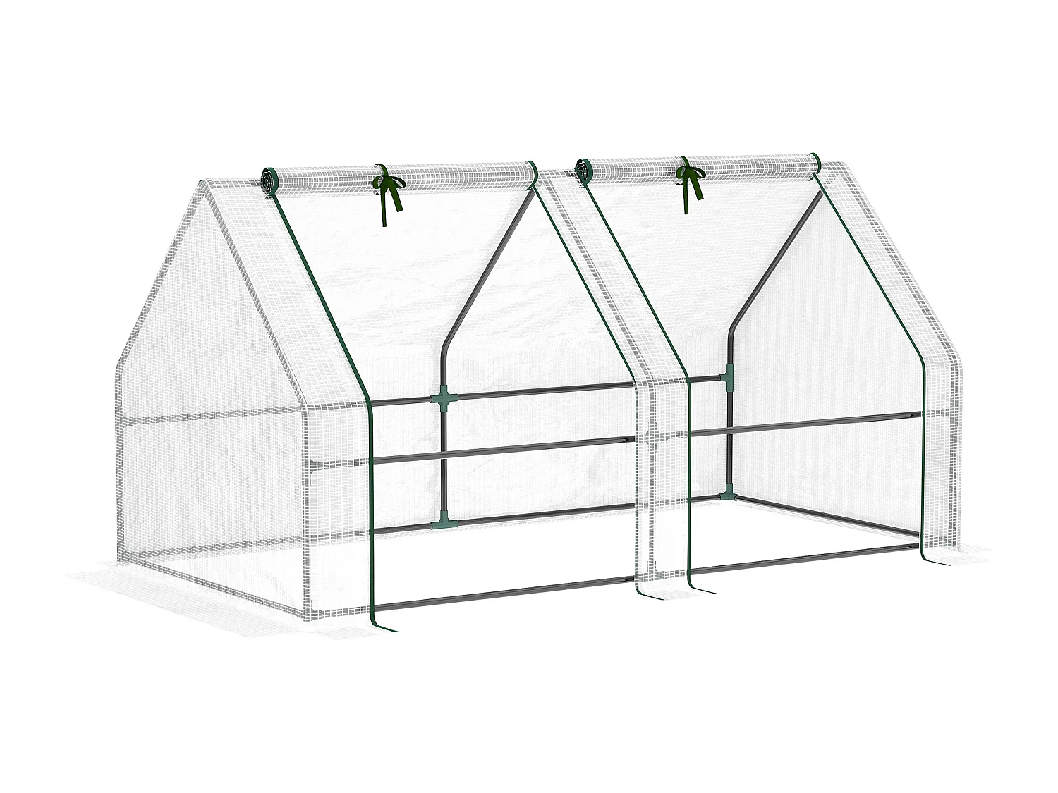 Mini serre de jardin serre à tomates 180L x 90l x 90H cm acier PE haute densité 140 g/m² anti-UV 2 fenêtres avec zip enroulables blanc